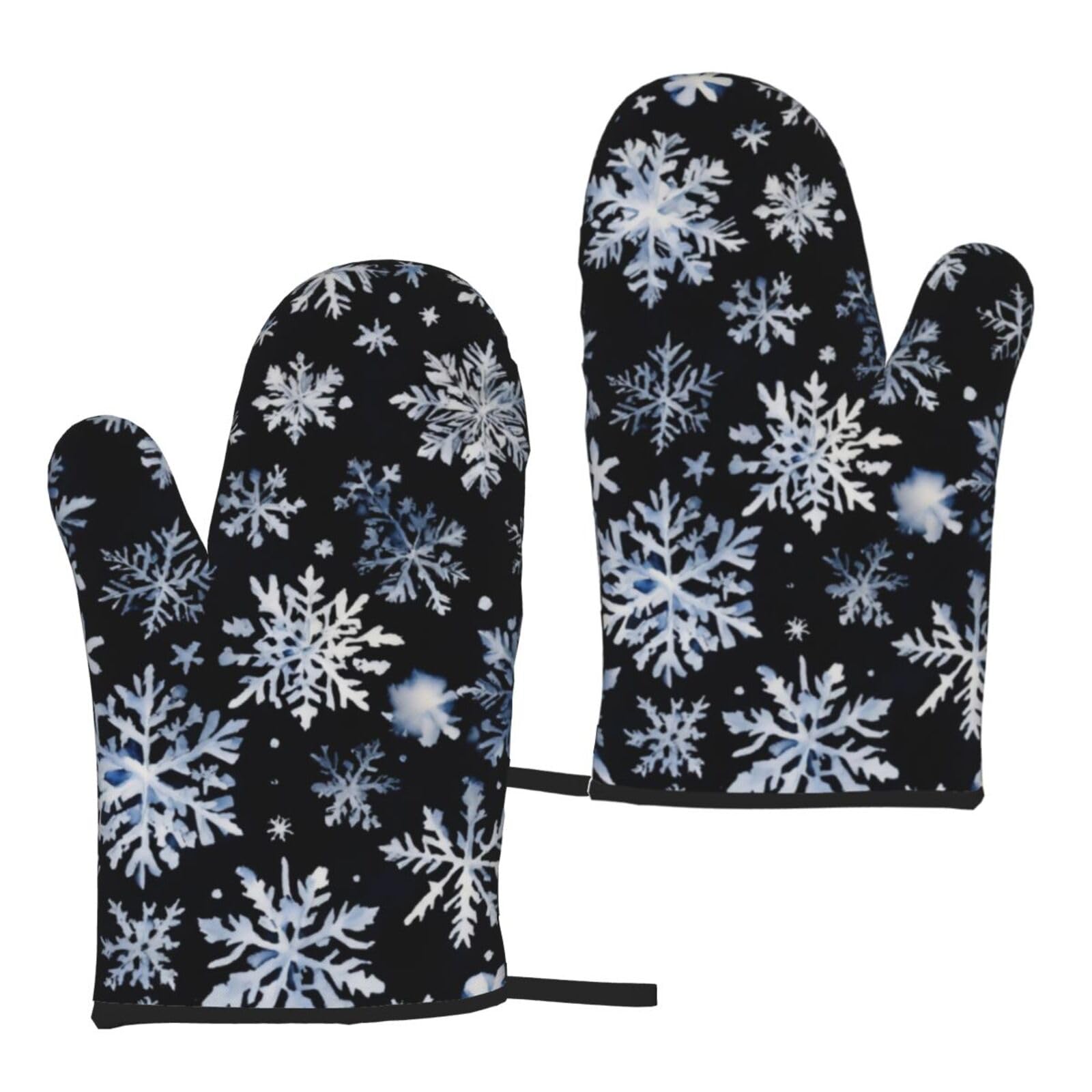 Snowman Stars And Snowflakes Print Heat Resistant Universal Fit Oven Microwave Gloves Home Cooking Baking Grilling