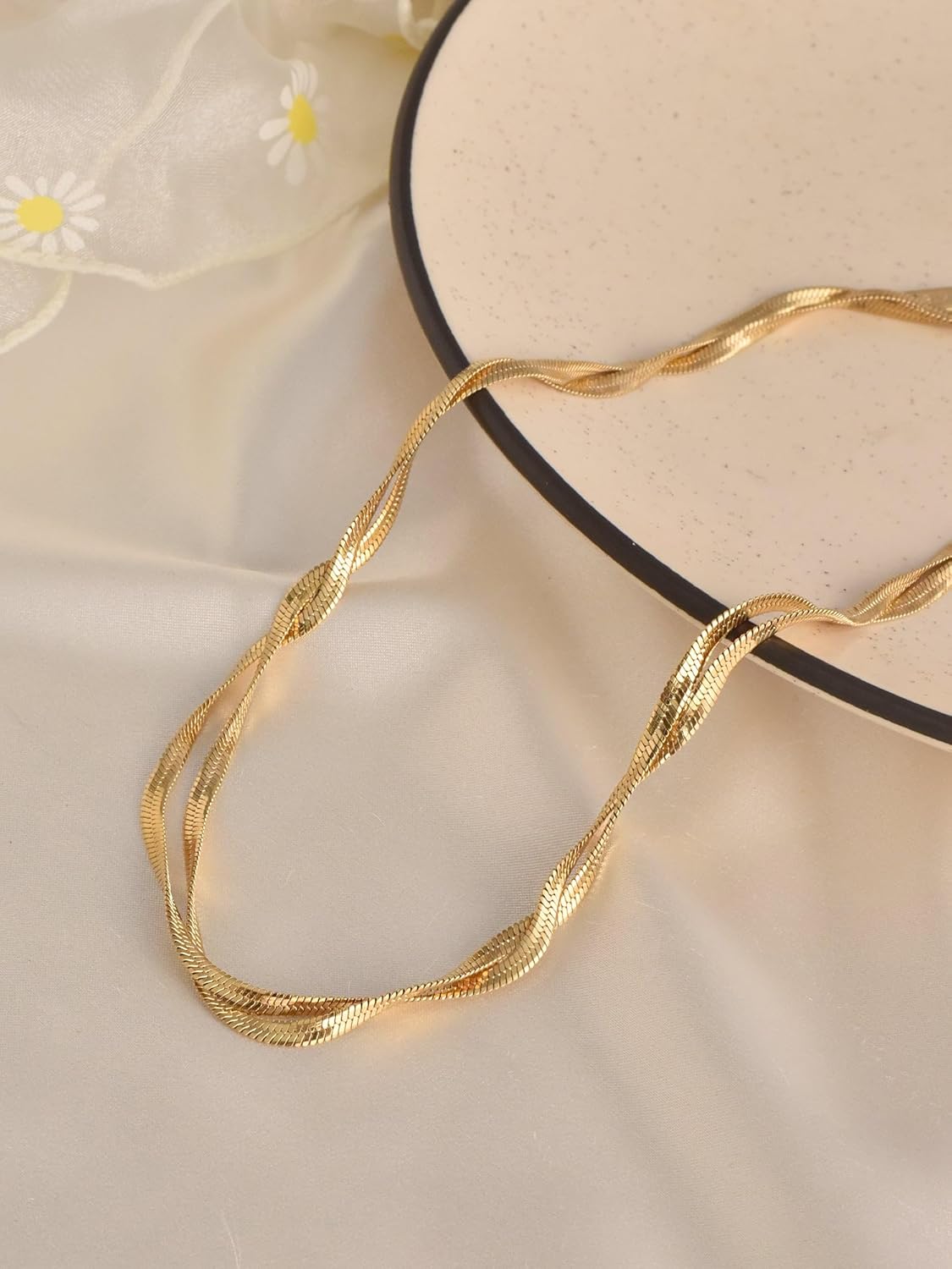 Moodear Gold Necklace for Women Dainty Chunky 14K Gold Plated/Sliver Plated Chain Necklace Cuban Link Paperclip Chain Choker Toggle Clasp Layered Necklace for Women Trendy Fashion Gift - Image 5