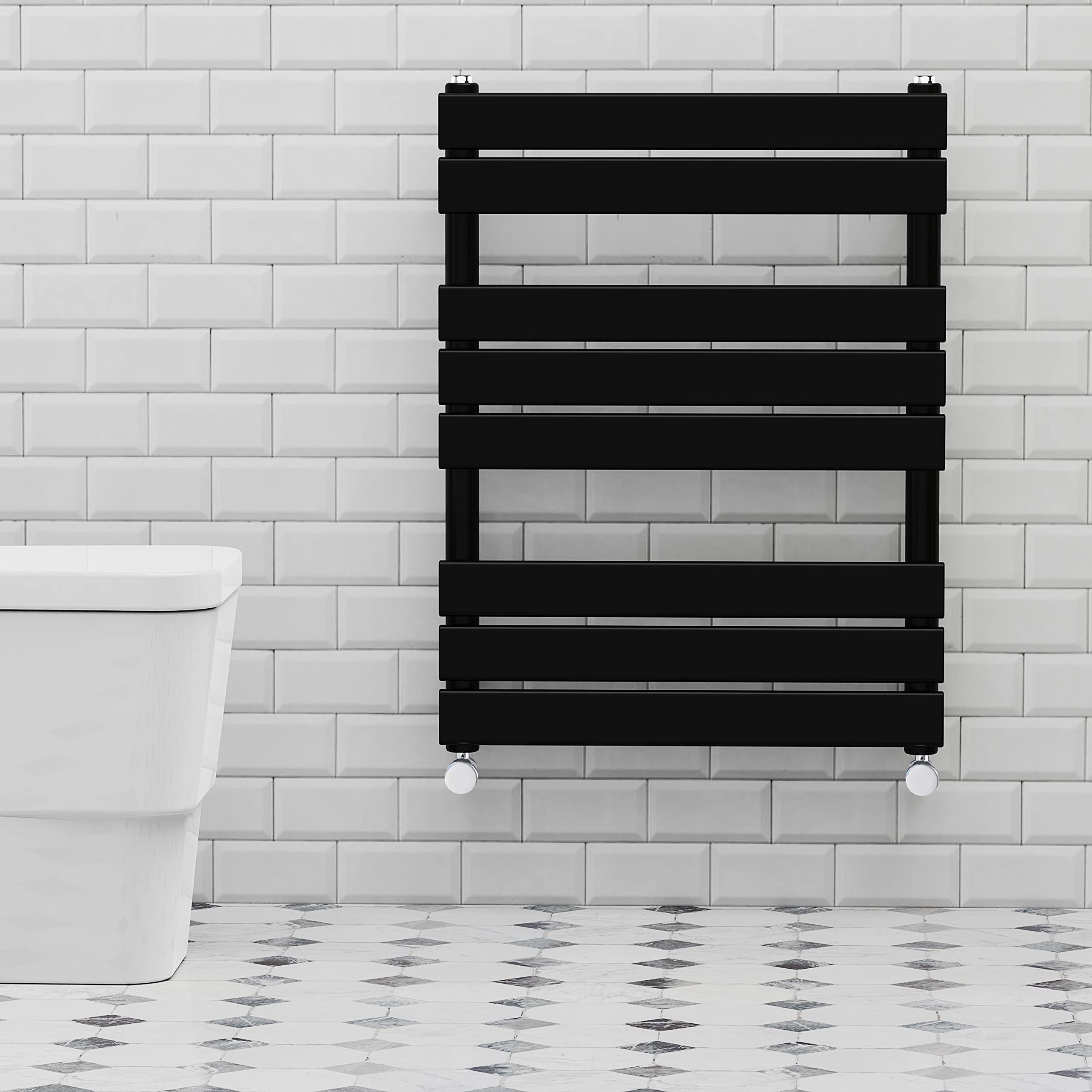 Warmehaus Black 800x600mm Flat Panel Heated Towel Rail 68mm — image 1