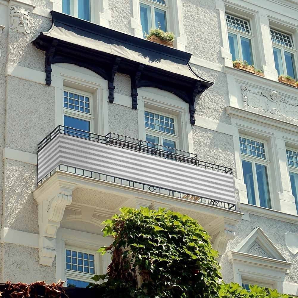 LIJINBO osłona balkonowa, ochrona prywatności, siatka do ogrodu, ochrona przed wiatrem, 95% zacieniająca, siatka ogrodzeniowa, odporność na rozdarcie, HDPE z opaskami kablowymi, 25 rozmiarów (kolor: Szary, rozmiar: 1,2 x 7 m)