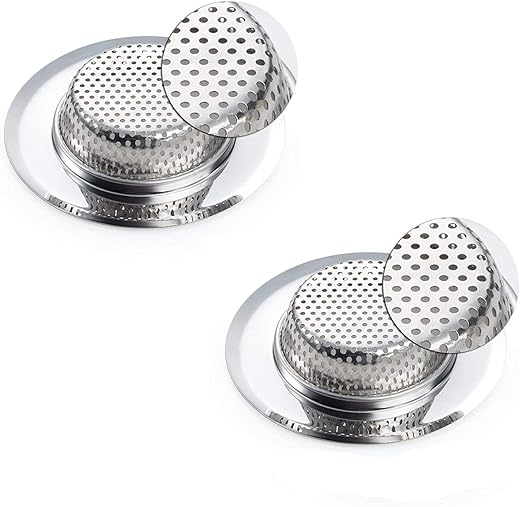SYGA 2 Pieces Heavy Duty Small Rust Free Stainless Steel Kitchen Sink Strainer Plug, Filter Stopper Mesh Jali for Bathroom Kitchen Sink, 7.2 cm…