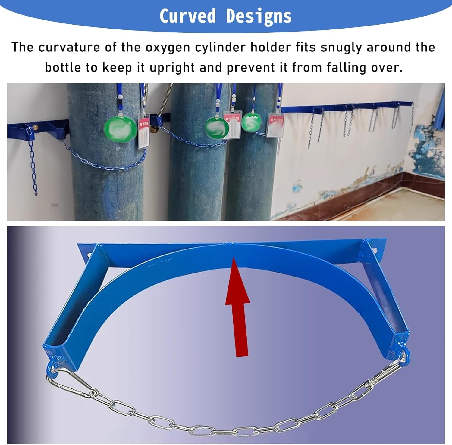 Genérico Soporte para Tanques de Cilindros (3 Unidades), Soporte de Pared para oxígeno/propano/hidrógeno, Compatible con Cilindros de hasta 25 cm, solución Duradera para Almacenamiento de Gas, Color