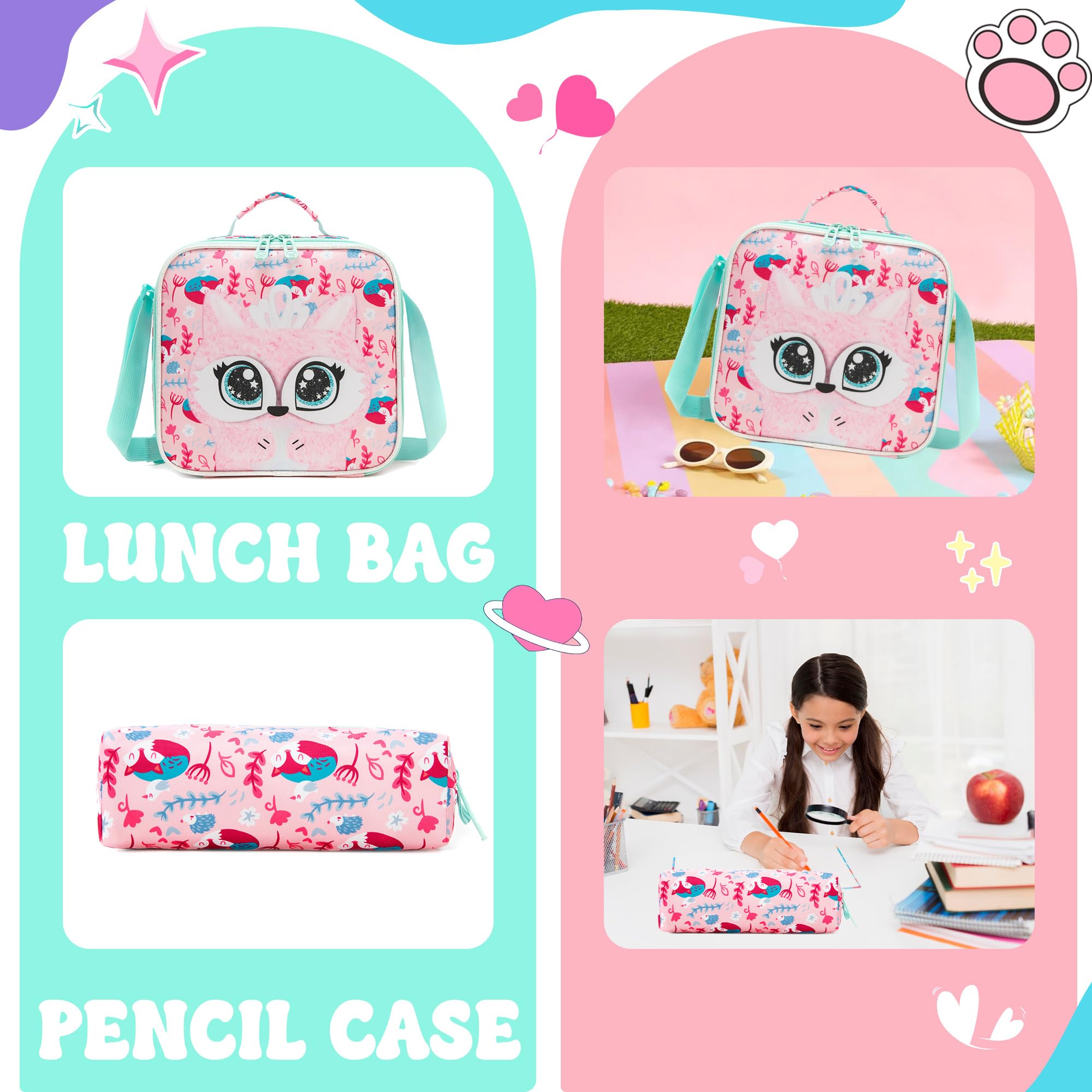 HTgroce Zaino Scuola Elementare Trolley, Zaini Scuola Trolley per Snack Astuccio Zainetto Asilo