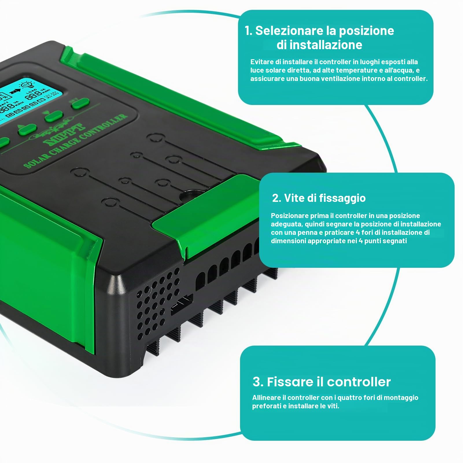 BuyWeek Regolatore di Carica MPPT 40A/60A, Regolatore di Carica MPPT Auto Paremeter Regolabile con Display LCD, Regolatore Pannello Solare Ingresso 100/180VDC for AGM Gel e Batteria al Litio 12V 24V 3