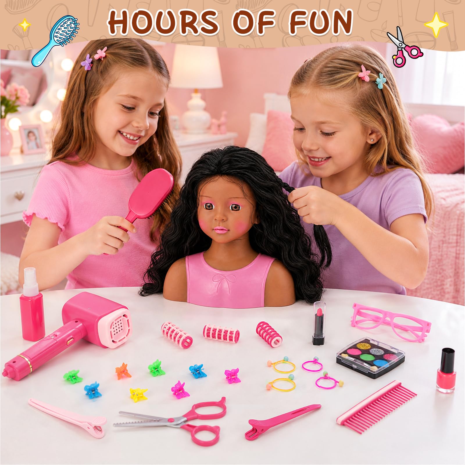 Amazon.com: Doll Head for Hair Styling Makeup Kids, Pretend Play