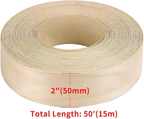 Miniatura 3 de MOLIGOU Tiras de chapa de madera de abedul, bandas de borde de madera contrachapada de 2 "× 50', hierro en borde de chapa con adhesivo