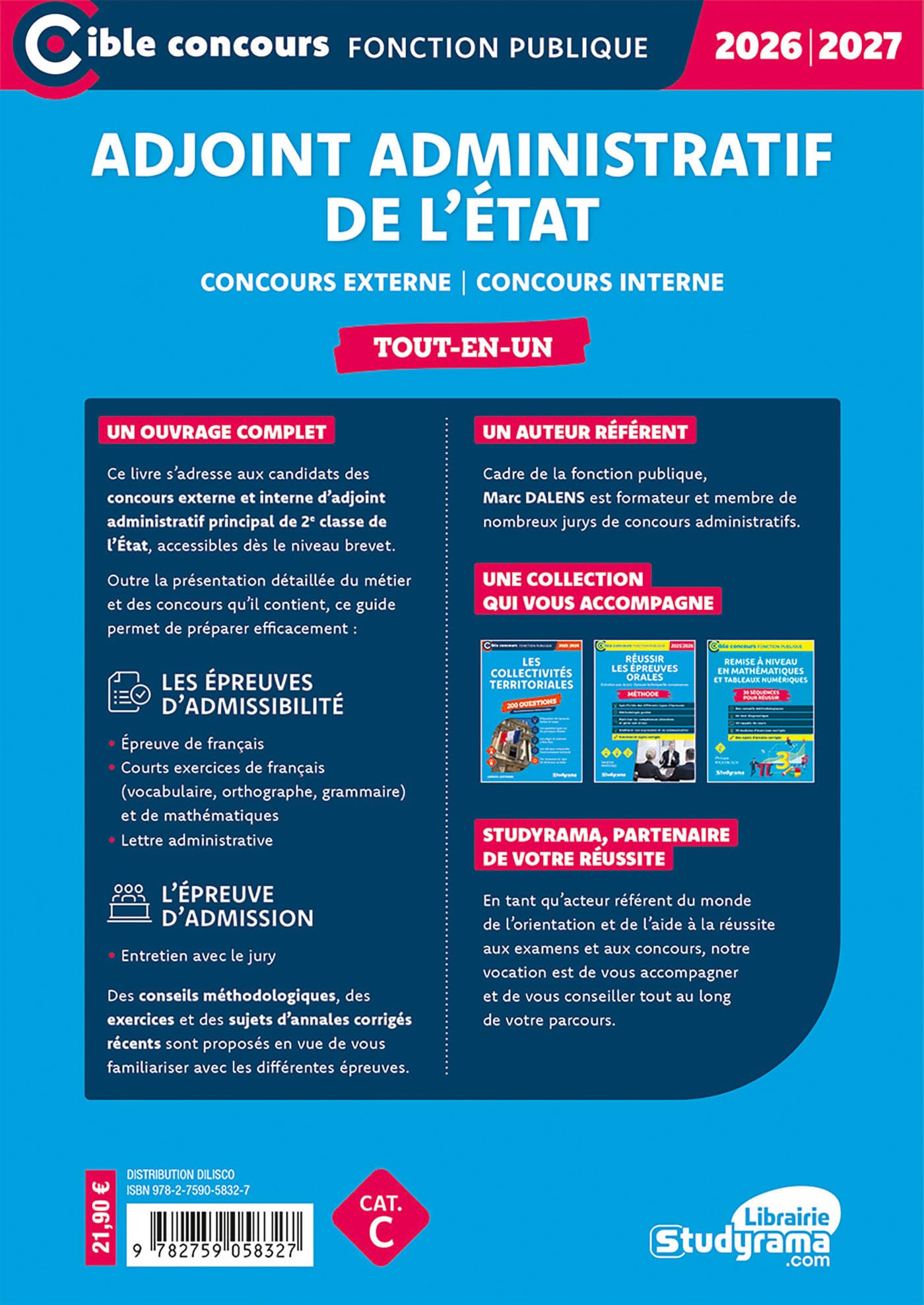 Adjoint administratif principal de 2e classe de l’État – Tout-en-un (Catégorie C – Concours 2026-2027): Concours externe ― Concours interne