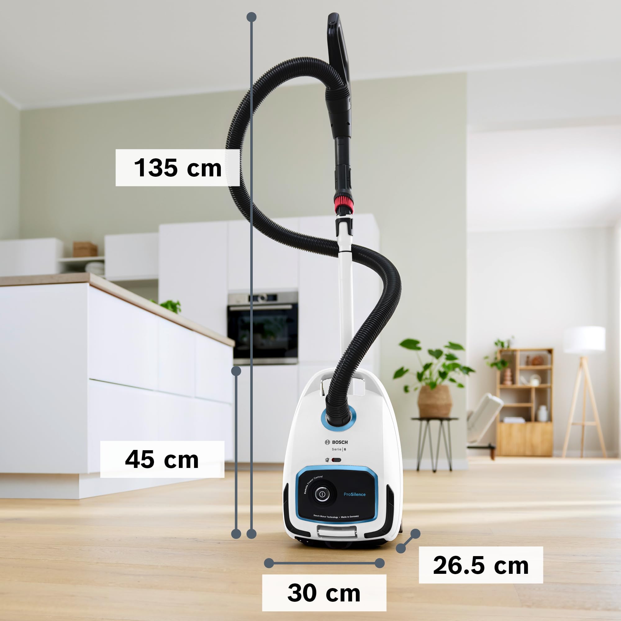 Bosch - Aspirador con Bolsa, Serie 6, ProSilence, Silencioso, Filtro HEPA, Cabezal LED, Blanco, BGB6SIL0L