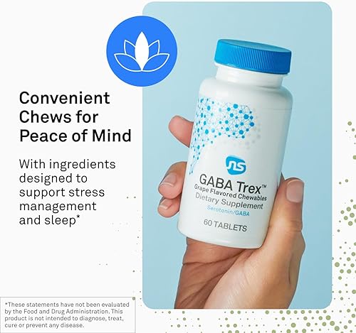 Miniatura 2 de NeuroScience GABA Trex - Tabletas masticables de suplemento de teanina L para ayudar a reducir el estrés y apoyar la relajación, L teanina para