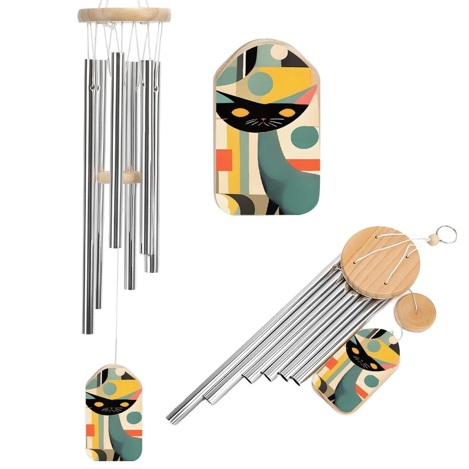 Amazon.com : Mid-Century Modern Art Cat Wind Chimes for Outside