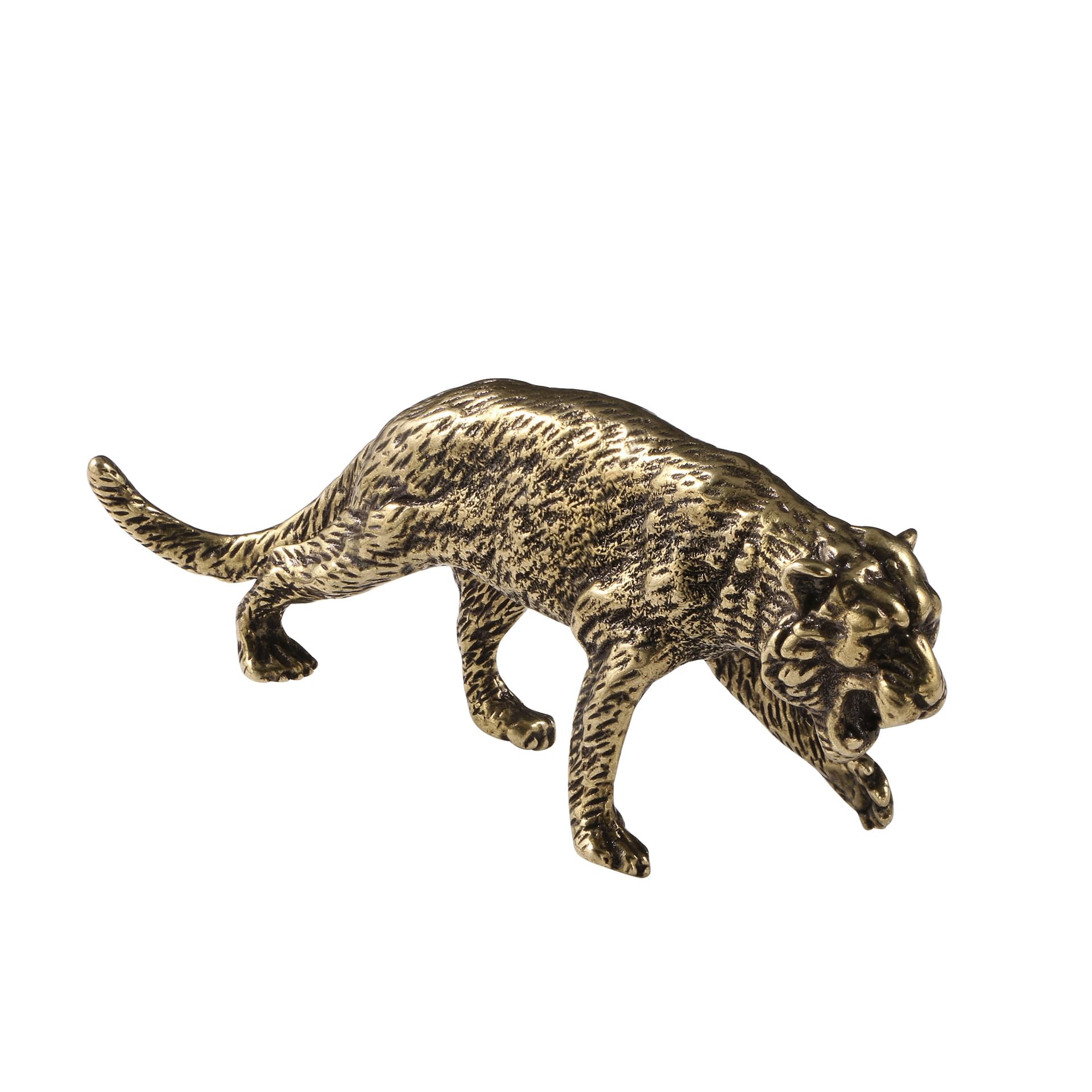 NGDFGR Brass Fierce Tiger Model Miniature Sculpture Figurines,Metal Realistic Animal Zodiac Tiger Statue Crafts Collection Desktop Ornament Home Sand Table Bonsai Decor Accessor