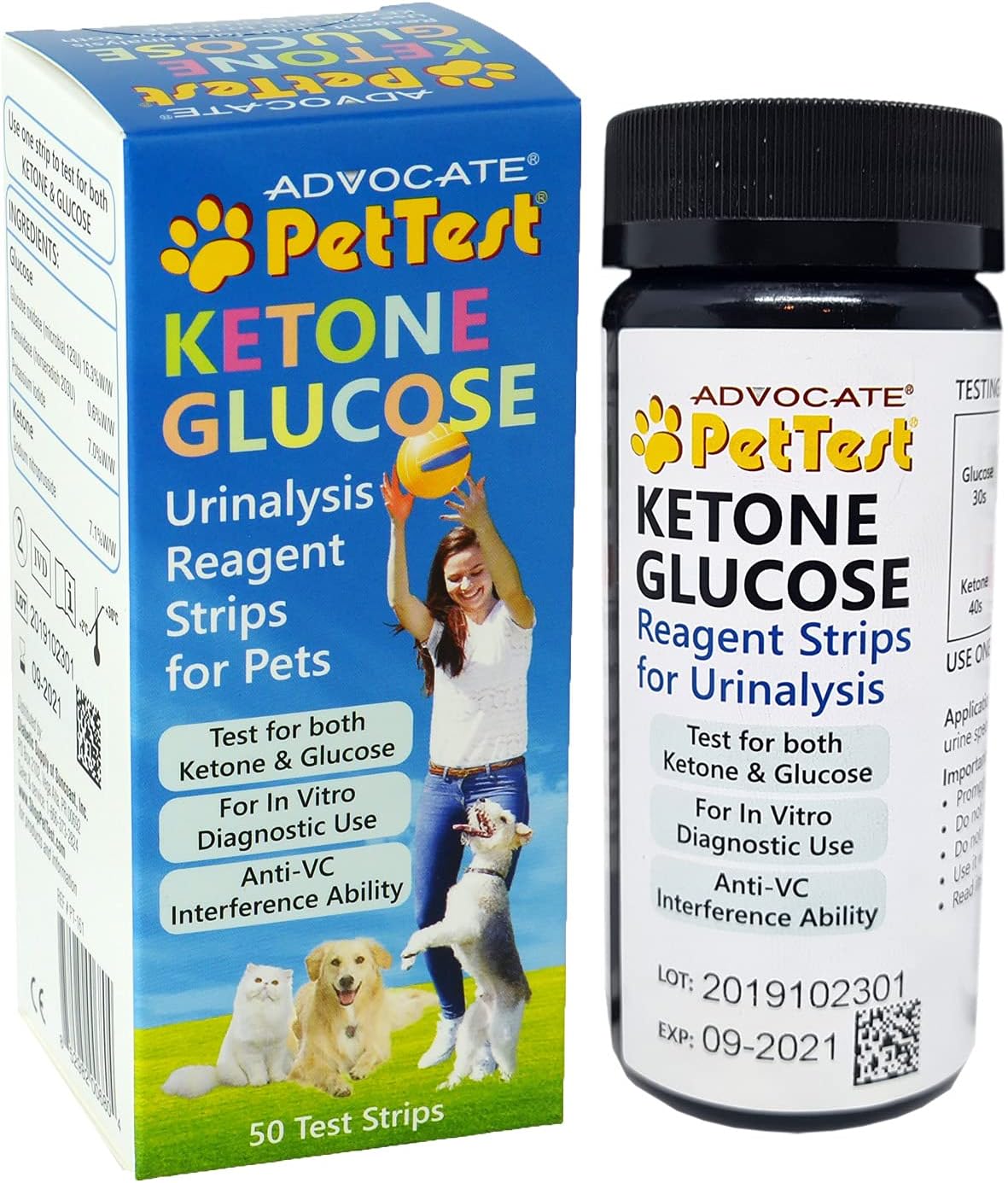 Urine Test Strips Ketone Glucose Strips for Dogs and Cats Urinalysis (50 Strips