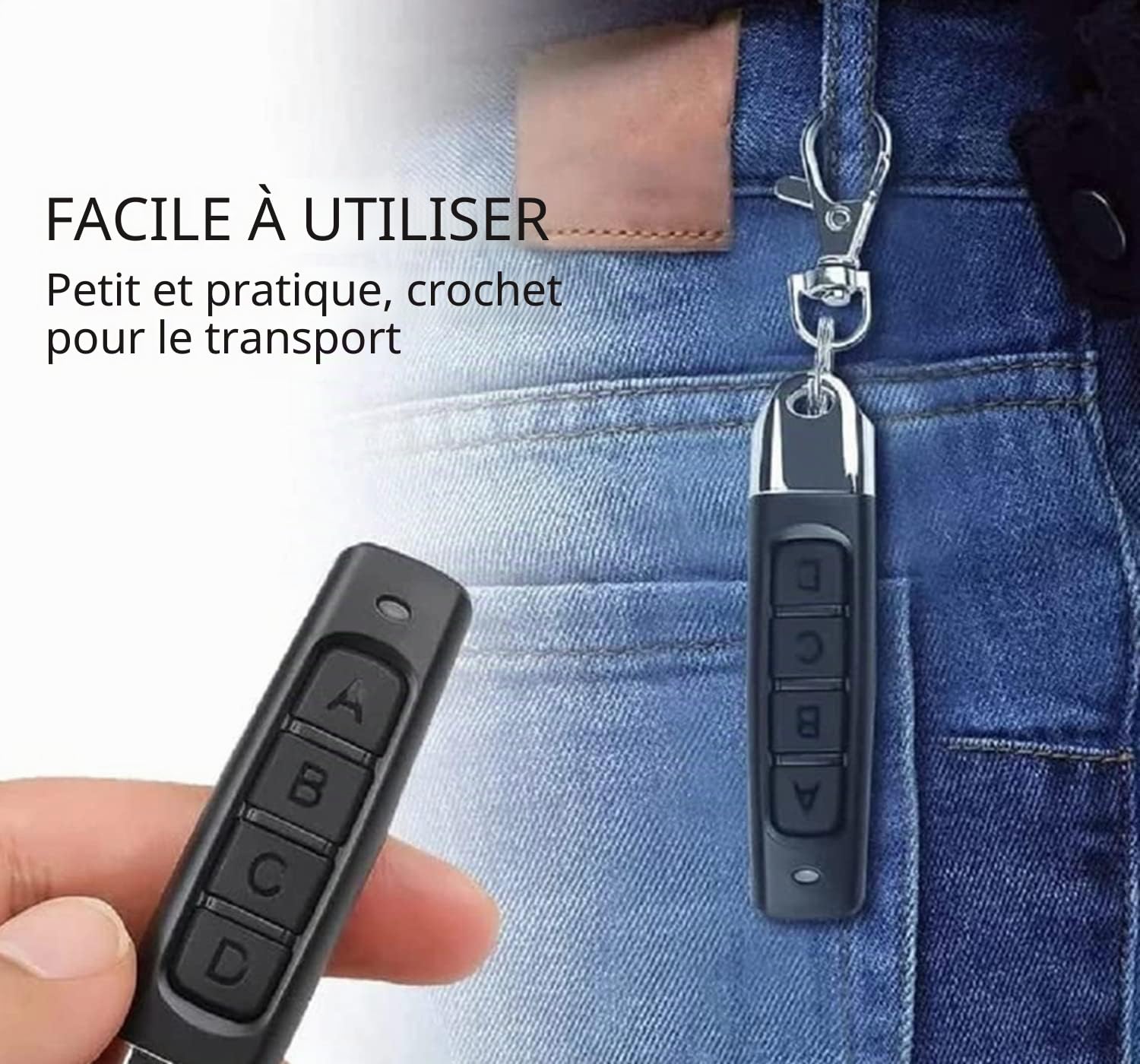 Duplicateur de télécommande 4 Pièces 4 en 1, télécommande de copie, duplicateur de télécommande 433 MHz, ouvre-porte de garage, scanner de code clone, clé de voiture
