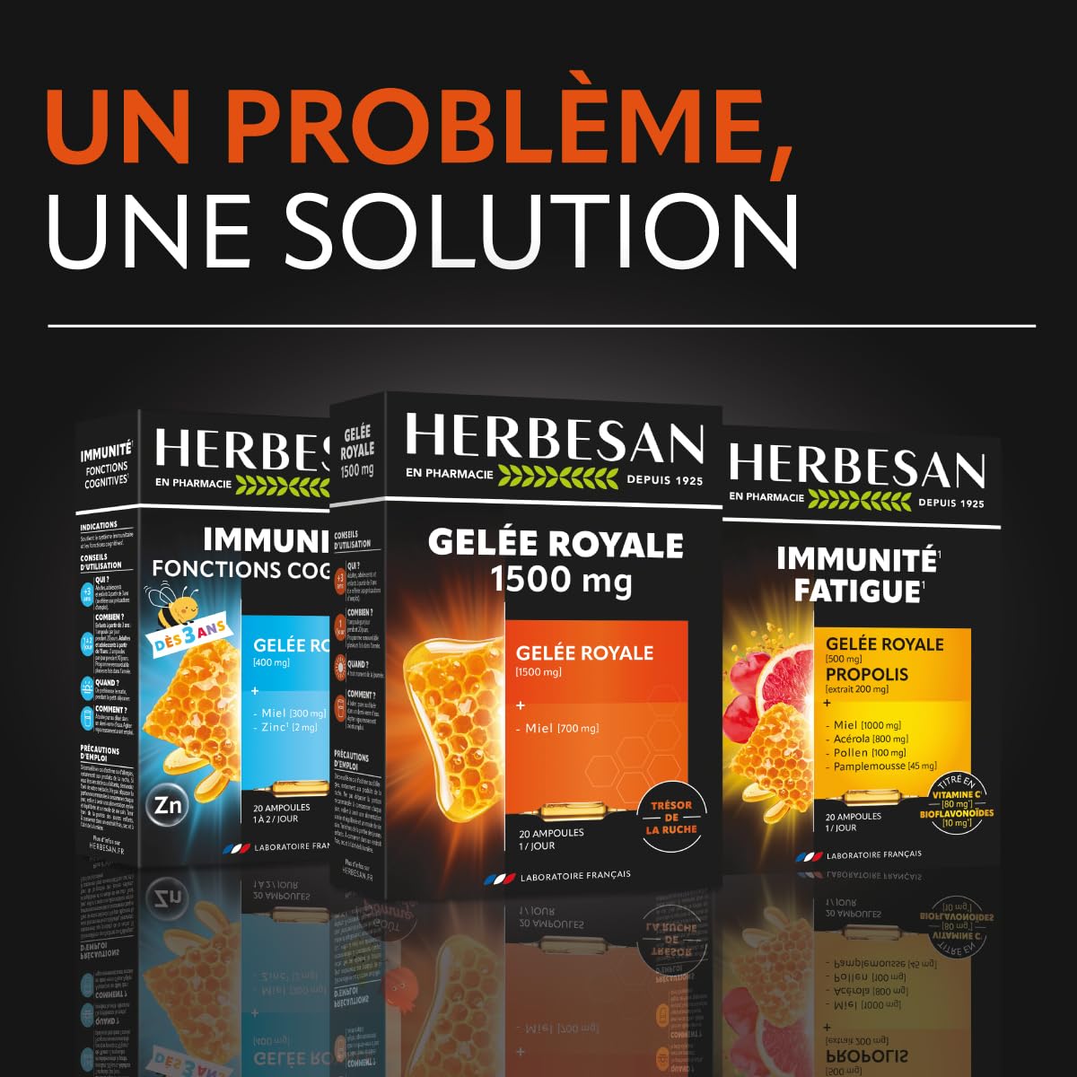 HERBESAN®- GELÉE ROYALE BIO 1 000MG - Fortifiant - Cuillère doseuse incluse -Conditionné en France - Pot de 40g