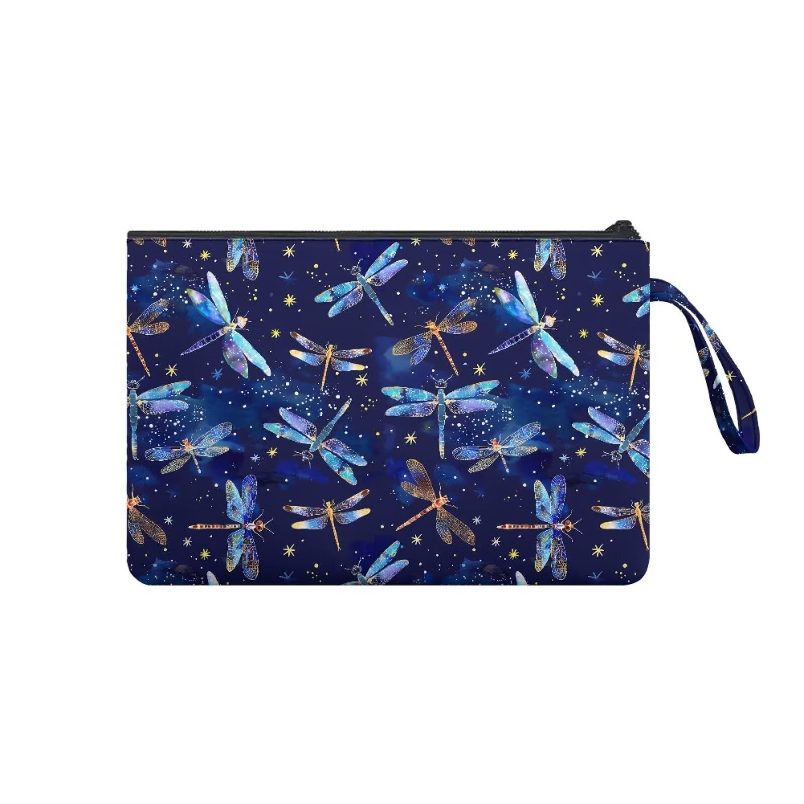 Psaytomey Dragonfly Women's Handbags with Wrist Strap Makeup Toiletry Bags Cell Phone Holder Pockets Travel Organizer Bags with Front Pocket