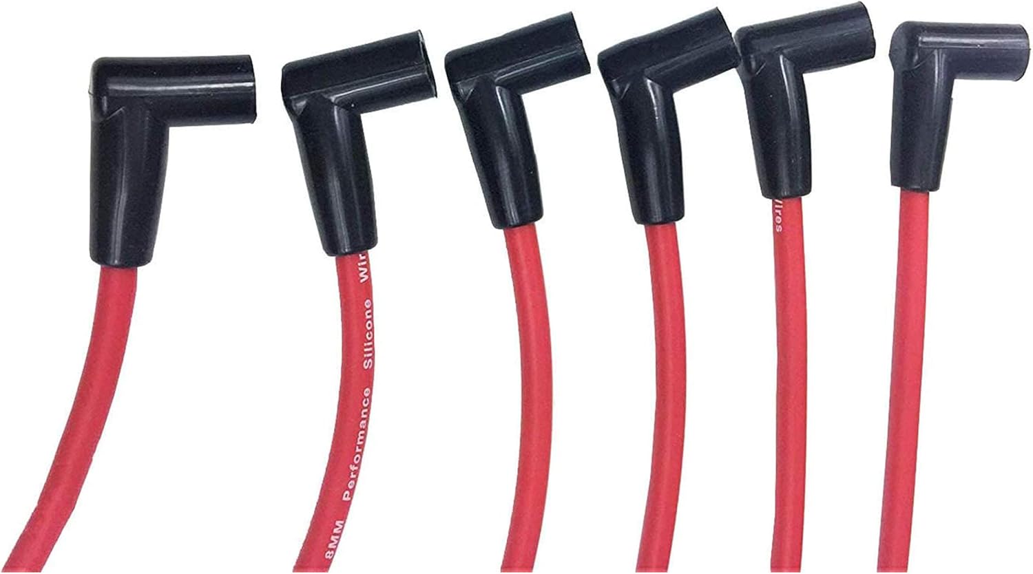 A-Team Performance 8.0 mm Red Silicone Spark Plug Wire Set - Straight & 90° Silicone Boots & Coil Wire - 6 Leads, Compatible with AMC/Jeep 199-282 Straight-6 Engines