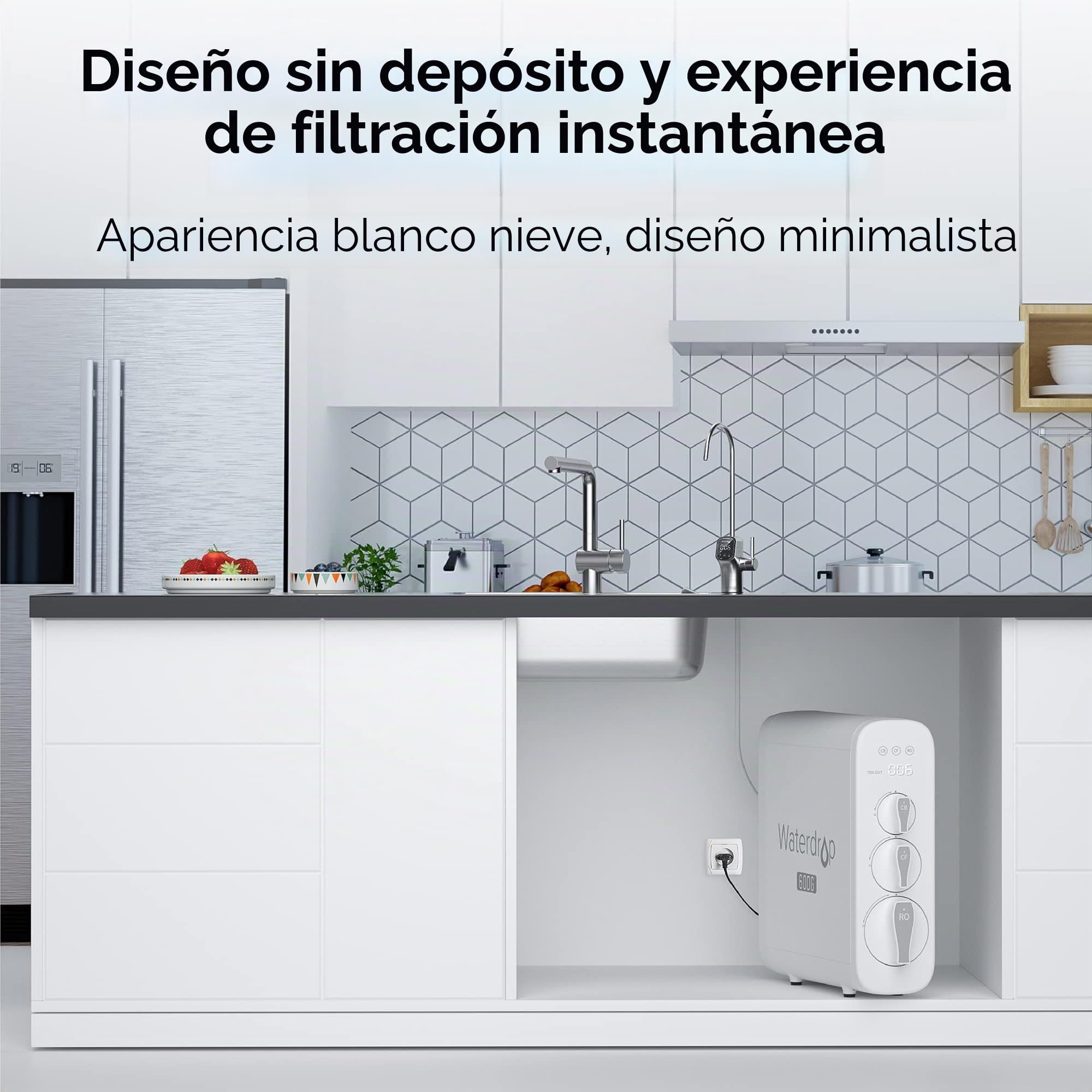 Waterdrop G3P600 Sistema de Ósmosis Inversa con Filtro de Agua en Línea de Remineralización, Posfiltro de Conexión Rápida de 1/4" para Sistema de Filtro de Osmosis Inversa RO, Restauración d