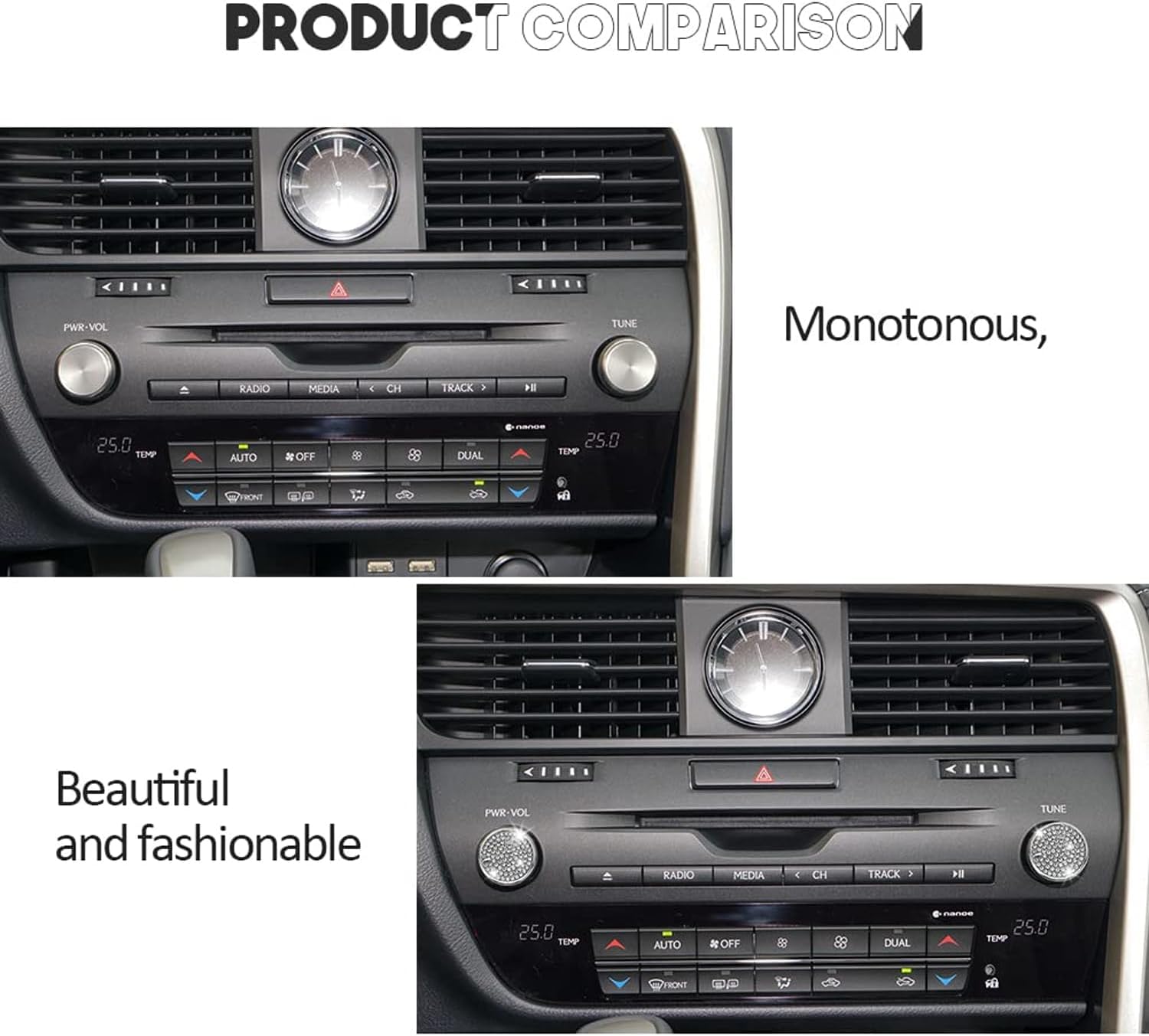 2 PCS Bling Car Accessories Volume Knob Cap PWR VOL Knob Compatible with Lexus Accessories RX GS RX270 RX350 GS300 GS350 2020-2013 image 3