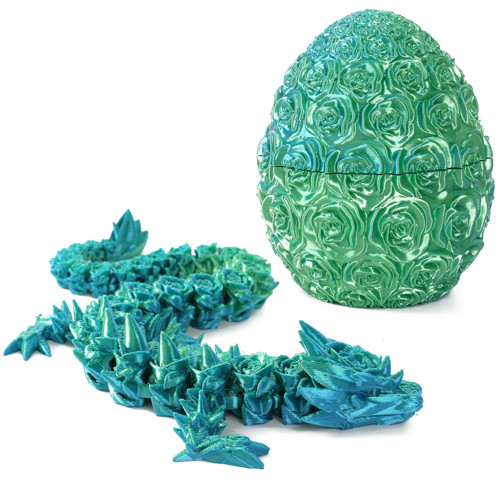 3D Printed Dragon Egg with Articulated Dragon Inside - Flexible Crystal Mystery Toy for Home Office Decor, Executive Desk Toys for Adults and Kids