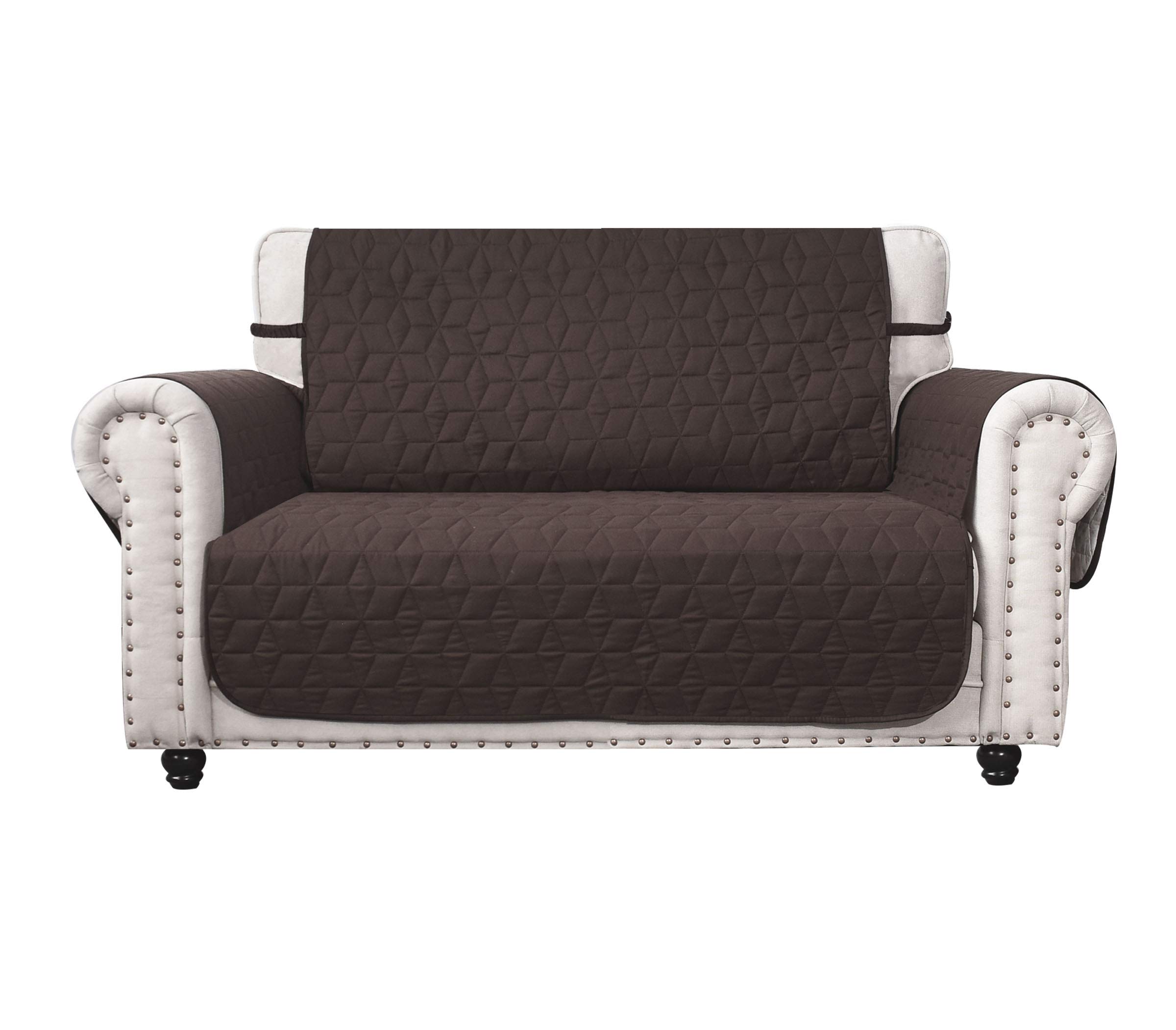 Ameritex Loveseat Cover Water-Resistant Quilted Furniture Protector with Back Nonslip Paws Slipcover for Dogs, Kids, Pets Loveseat Slipcover Stay in Place for Leather (Chocolate, 54'')