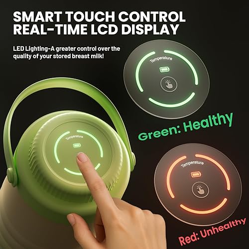 Miniatura 3 de LUCKBEE Enfriador portátil de leche materna, botella enfriadora de leche materna de 16 onzas con pantalla LCD de temperatura, refrigeración Ice