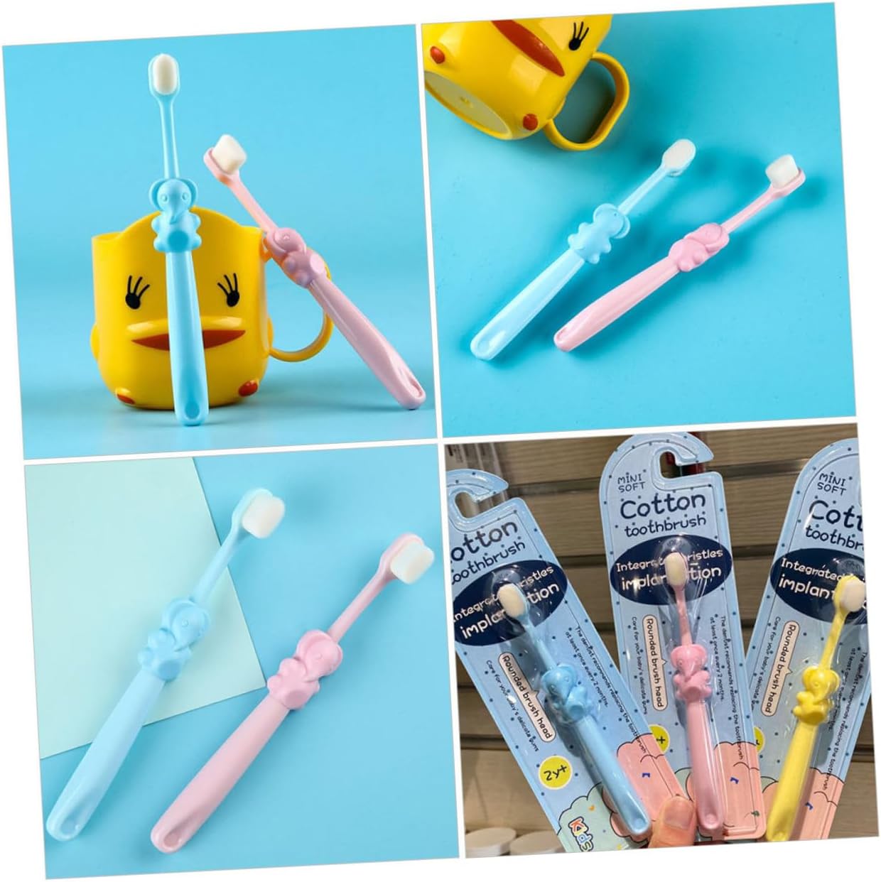 FOMIYES Manual Toothbrush for Boys and Girls Children Toothbrushes Cartoon Animals Bristles