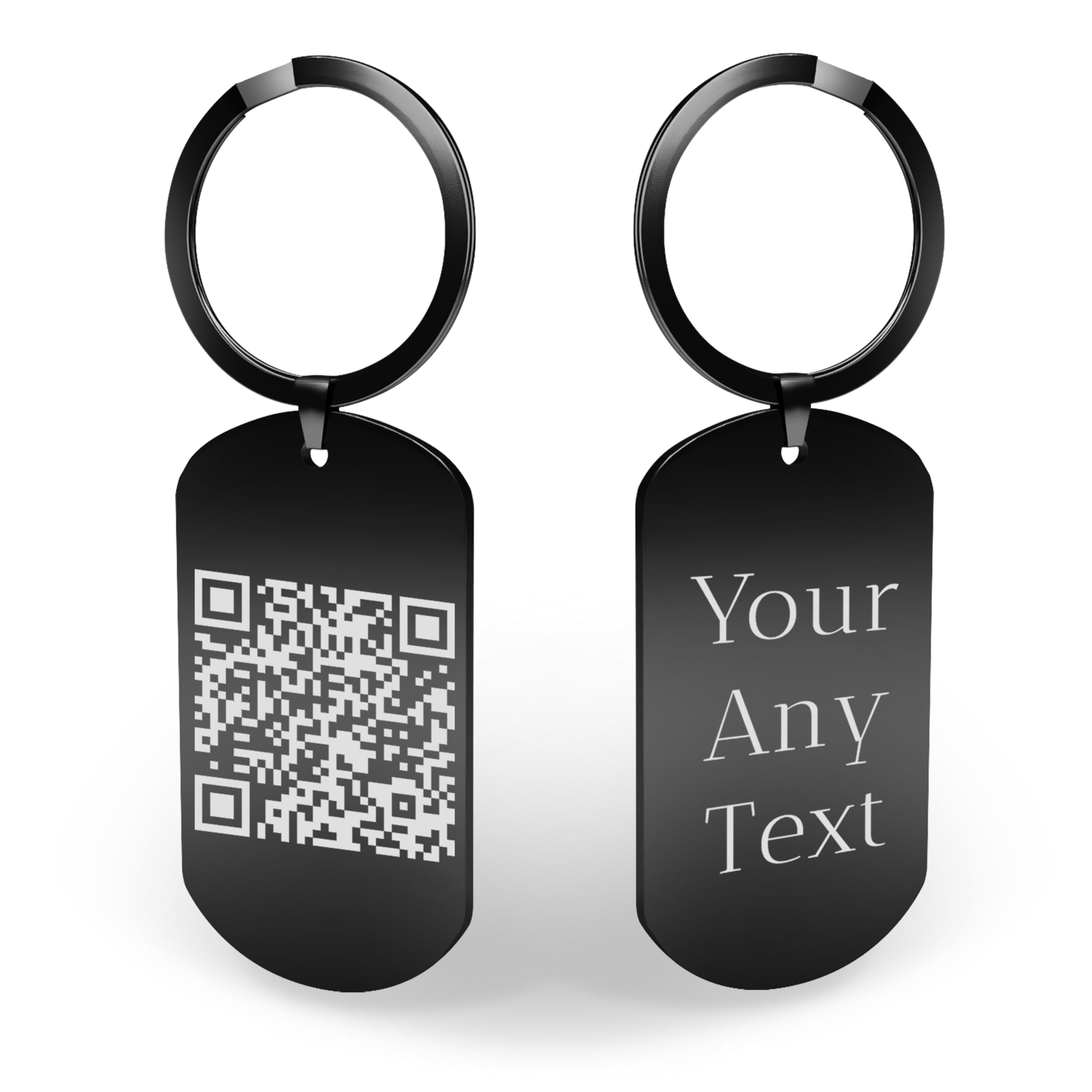 Charmify Engraved Metal Keyring Personalised w/Custom Text – Stainless Steel Keepsake Keychain Gift for Anniversary Birthday Valentines Gifts Christmas – Sentimental Engraved Key Ring (Black)
