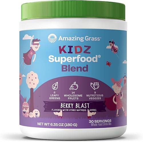 Amazing Grass Kidz Superfood - Batido superalimento para niños ProteĂna vegana y probiĂłticos para niños con 12 taza de hojas verdes Amazing Grass Kidz Superfood - Batido superalimento para niños ProteĂna vegana y probiĂłticos para niños con 12 taza de hojas verdes
