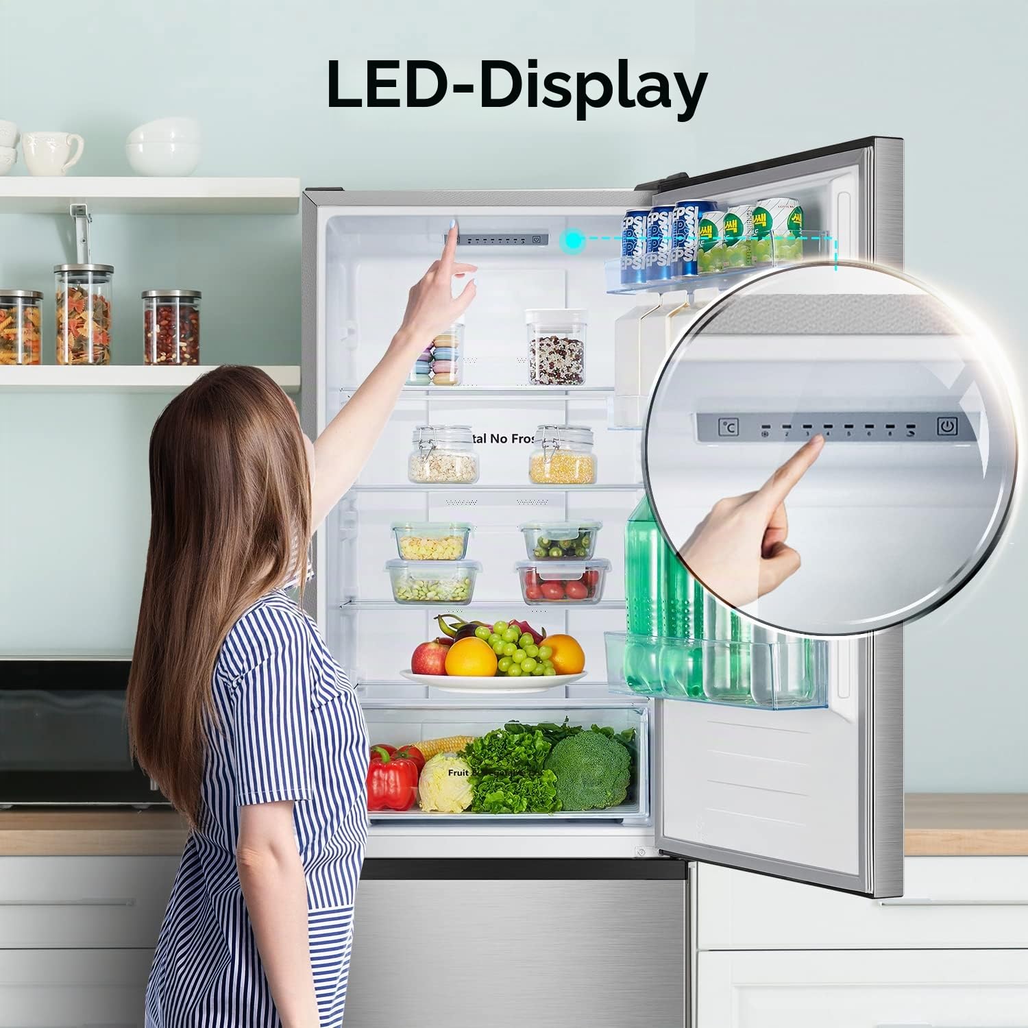 Hisense RB372N4AC2 Kühl-Gefrierkombination/ NoFrostPlus/ Multiflow 360°/ HolidayMode/ LED-Display/ 178,5 cm/ Kühlteil 207 l/ Gefrierteil 85 l/ 39 dB/ 235 kWh/ Jahr/ Inox-Look
