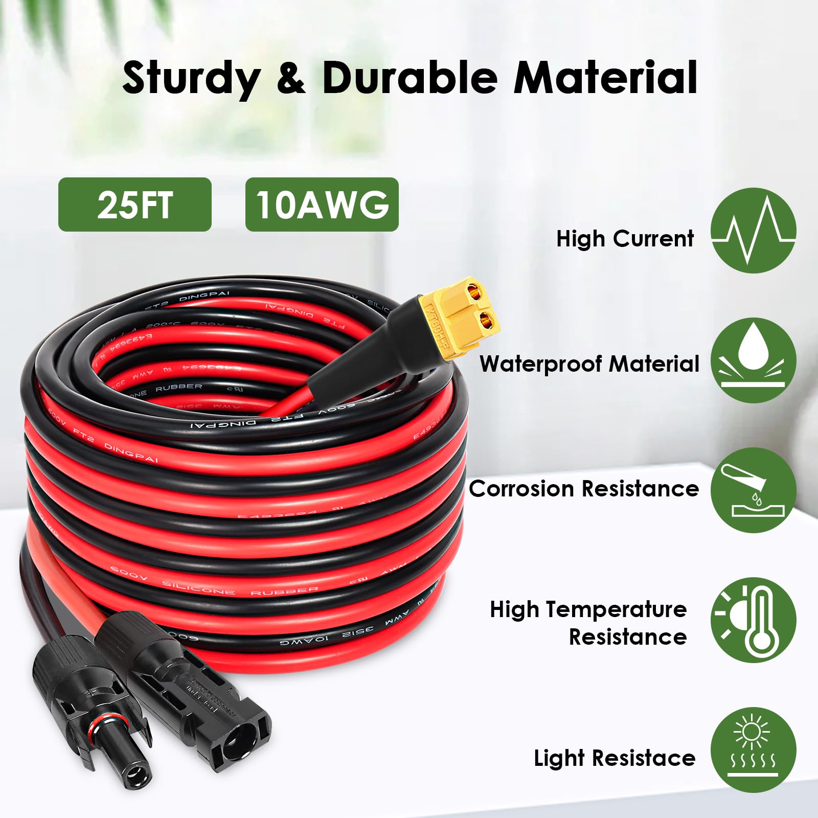 MOOKEERF Cavo di prolunga da solare a XT60, 6,5 m, 10 AWG, XT60, cavo di prolunga per pannello solare a XT60, cavo adattatore per centrali elettriche portatili, generatore solare