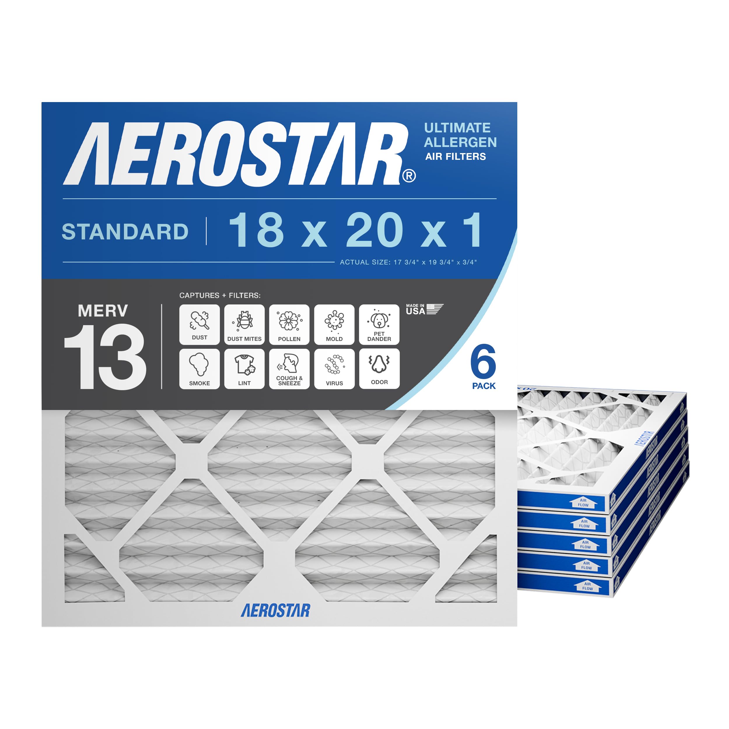 Aerostar Home Max 16x20x4 MERV 13 Pleated Air Filter