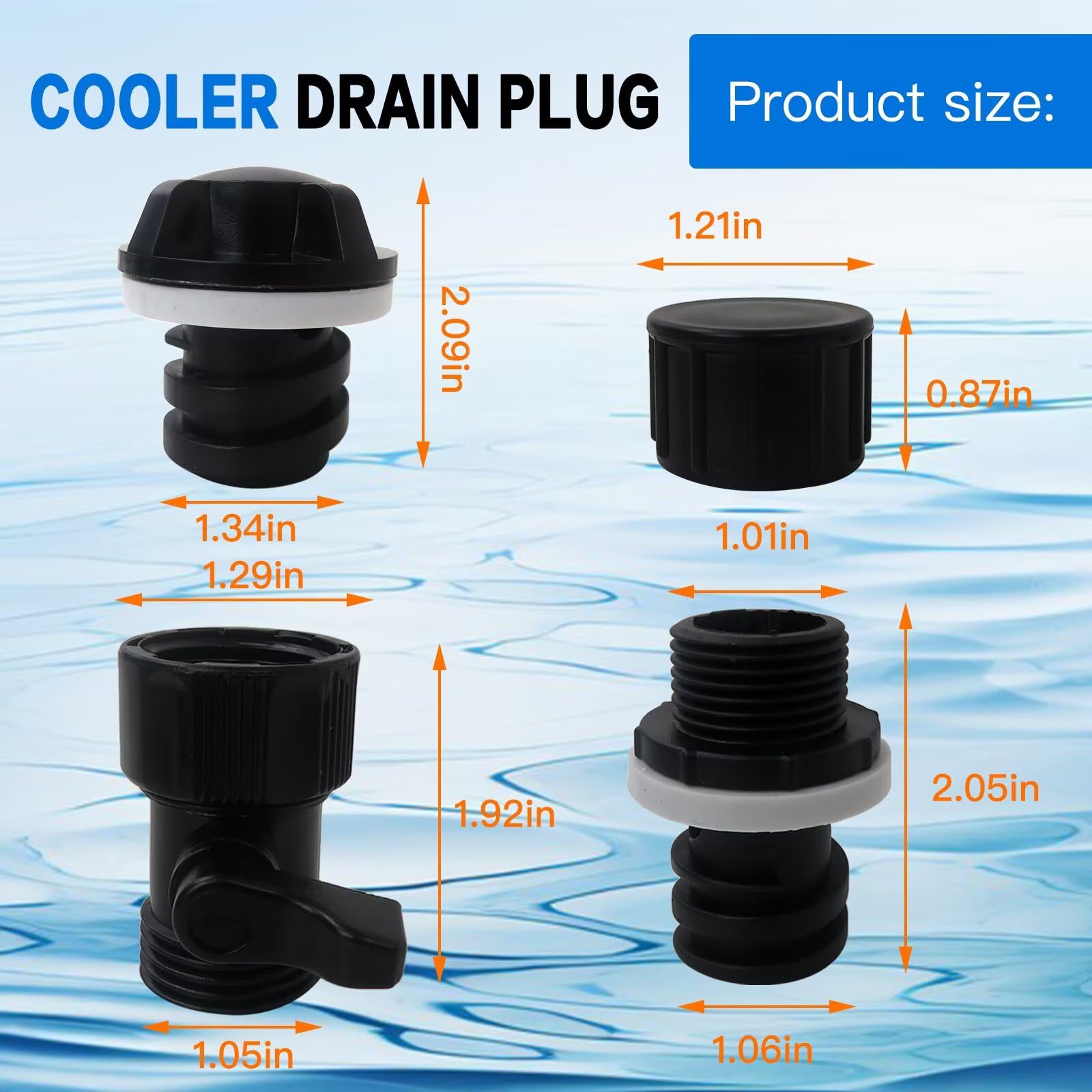 Bedaily New Cooler Drain Plug Hose Connection, Replacement Drain Plug with Garden Hose Shut Off Valve for RTIC 20QT/45QT/65QT Cooler