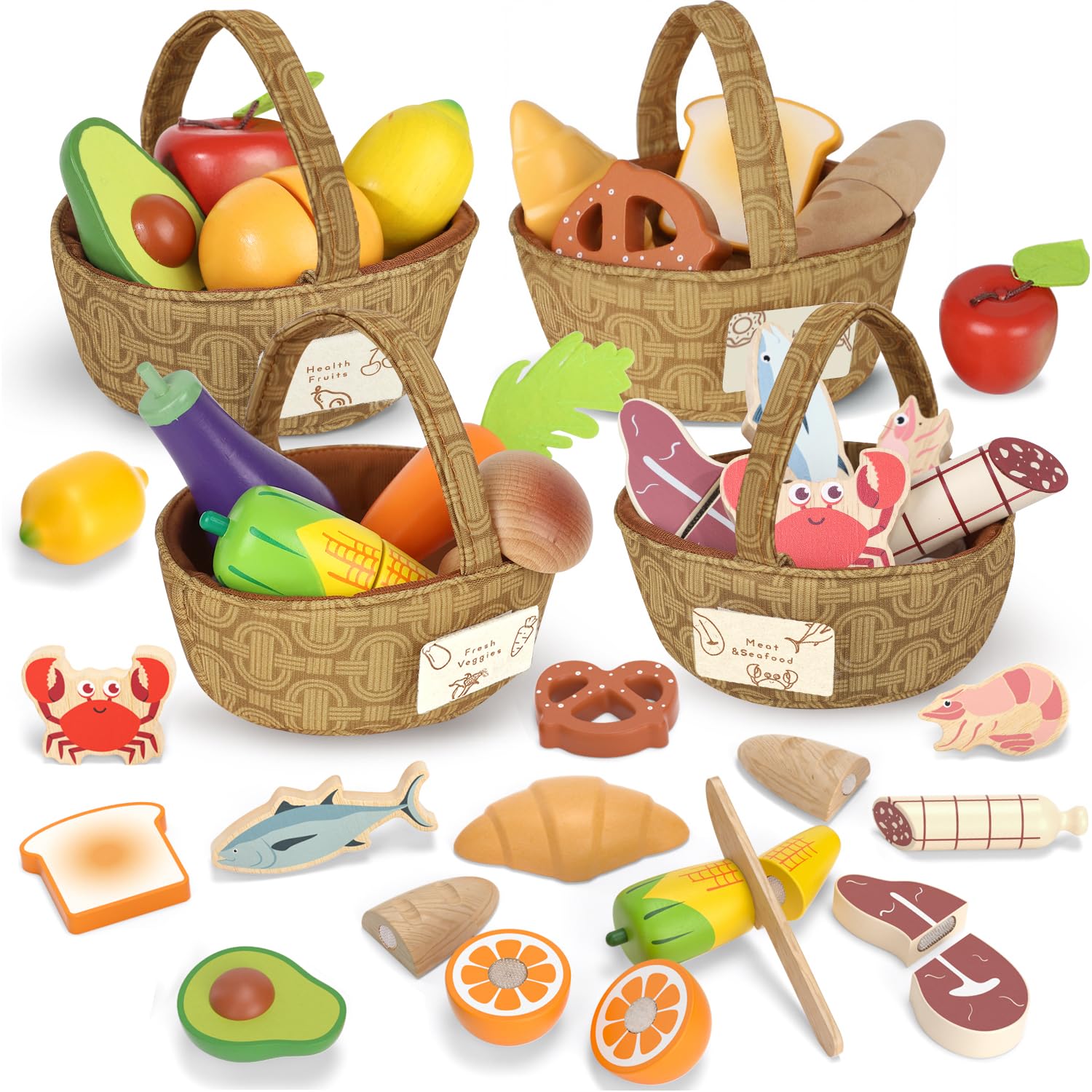 Lehoo Castle Kinderküche Zubehör, Kaufladen Zubehör Holz, Spielküche Zubehör, Spielzeug ab 3 Jahre, Kaufmannsladen Zubehör, Holzspielzeug, Mädchen Geschenke 3 Jahre