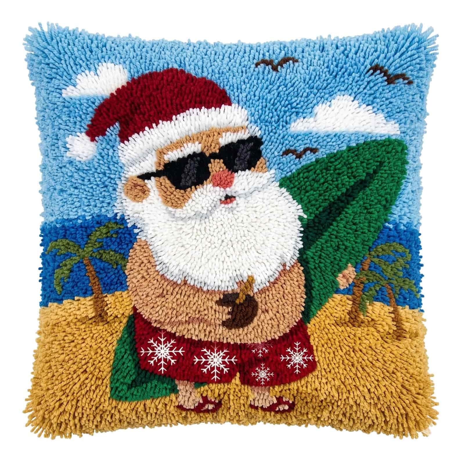 Axiangzik D Latch Hook Iy Pillow Kit,Santa Claus Cushion Cover 43X43cm