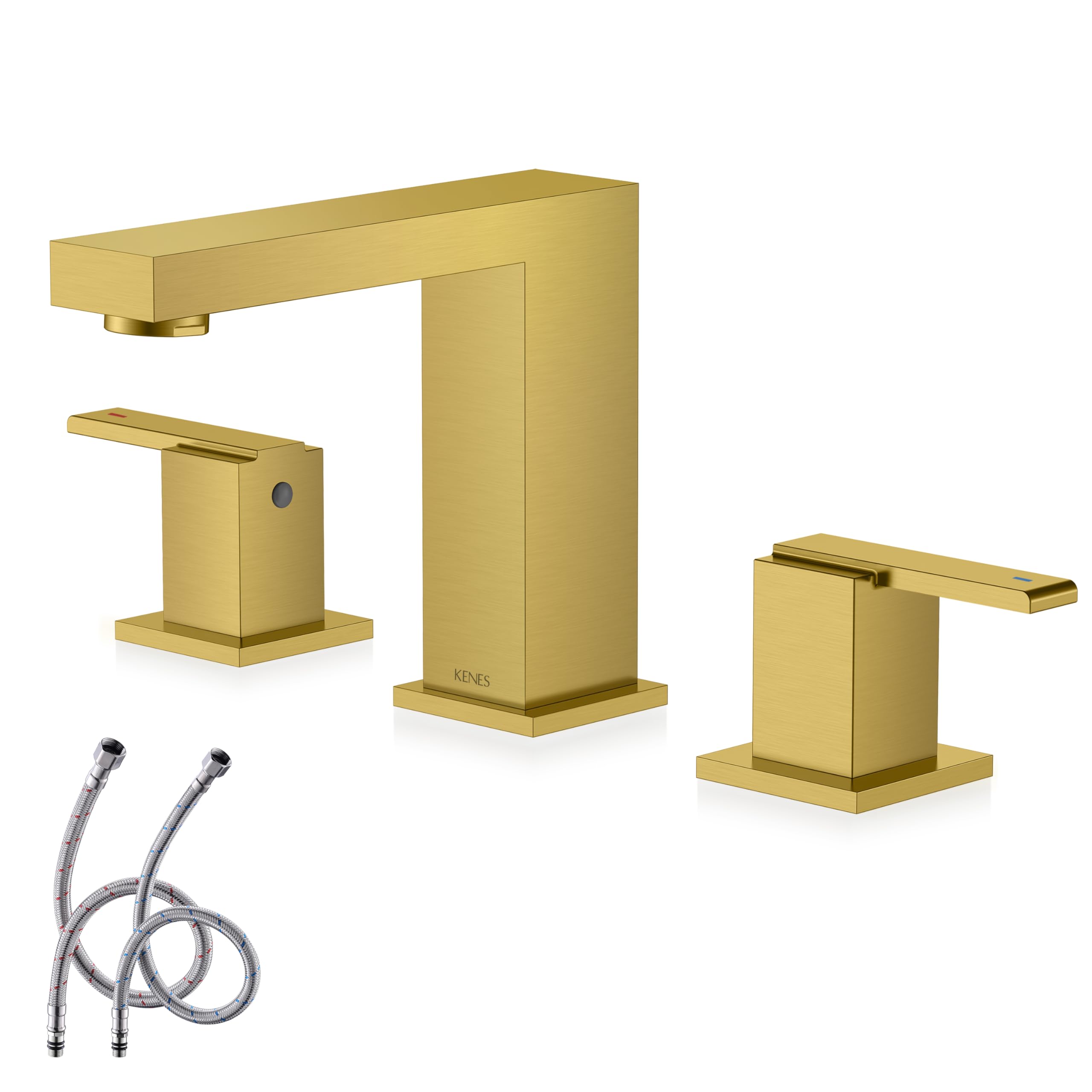 KENES Brushed Gold Widespread Bathroom Faucet 2 Handle Bathroom Sink ...