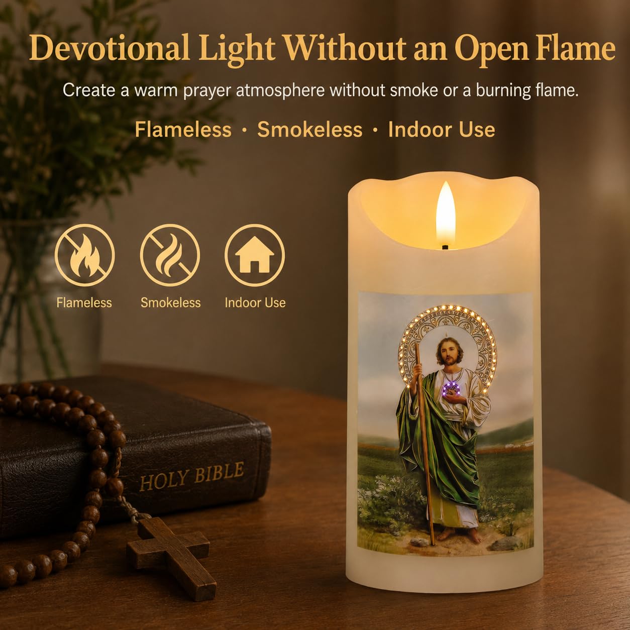 Vela de oración de santo, vela LED para oración, conmemorativa, decoración