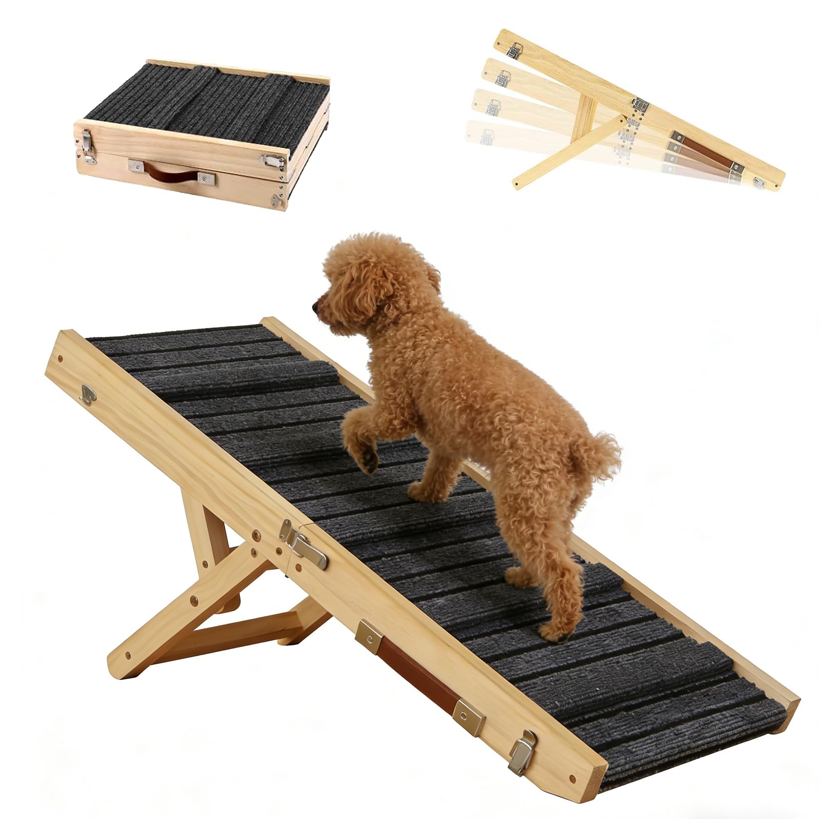 Rampe pour Chien en Bois, Pliable Rampe pour Chien Voiture, Escalier Adjustable, pour Lit & Canapé pour Grands Chiens