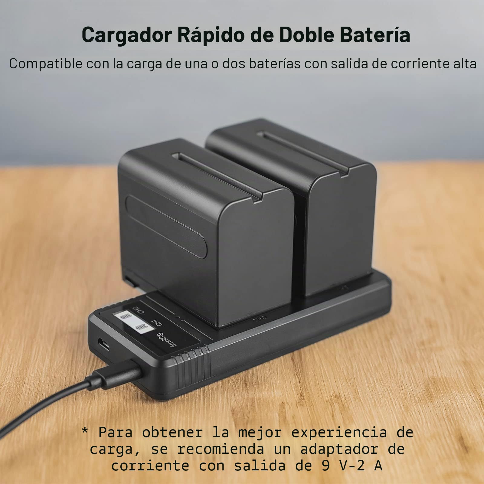 SMALLRIG Batería 7800 mAh Compatible con NP-F970 y Cargador, para Batería Sony NP-F970 (2Pack, Puerto USB Doble), para Sony NP-F970 NP-F960 NP-F950 NP-F930 NP-F770 NP-F750 NP-F550 NP-F570-3823