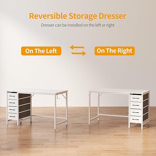 Miniatura 5 de CubiCubi Escritorio para computadora de 40 pulgadas con 4 cajones, escritorio pequeño de oficina en casa con almacenamiento, escritorio moderno de