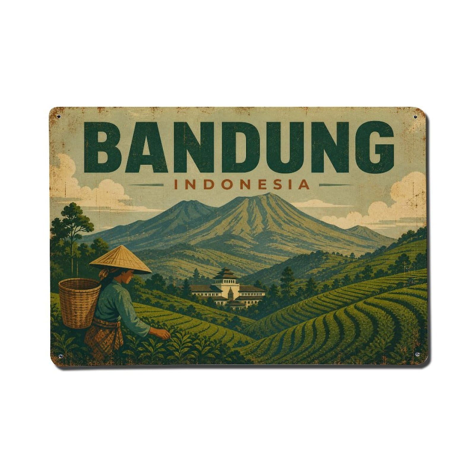 Metal Tin Sign Retro Travel Indonesia Bandung