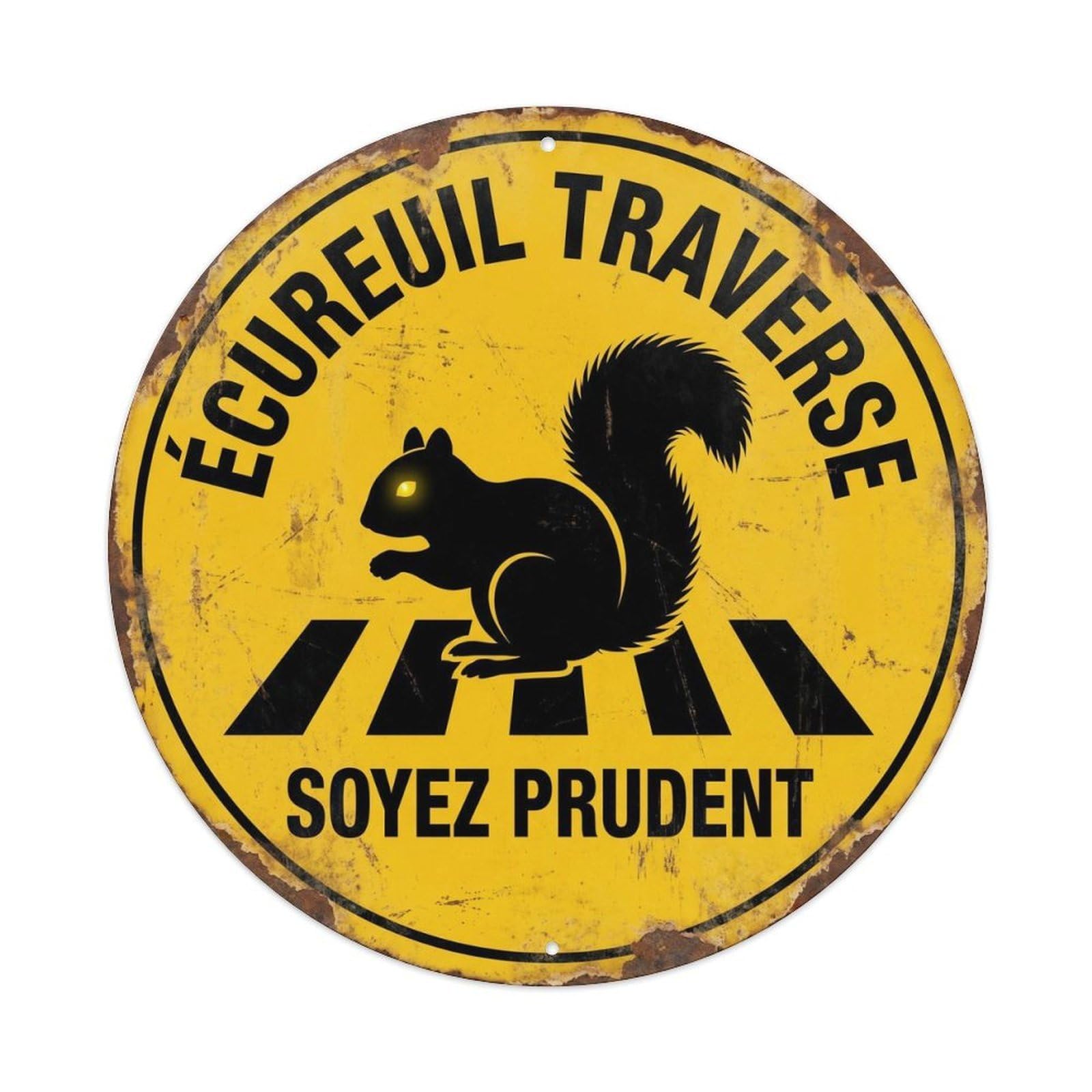 Olyhtr 8X8inch Classic Style Squirrel Wildlife Crossing Road Safety Retro Classic Metal Tin Sign