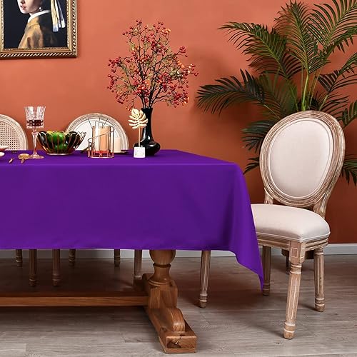 Miniatura 2 de MEANMOY Mantel rectangular color morado de 210 GSM resistente al agua y a las manchas para mesa de 3 pies, mantel rectangular sólido de 52 x 70