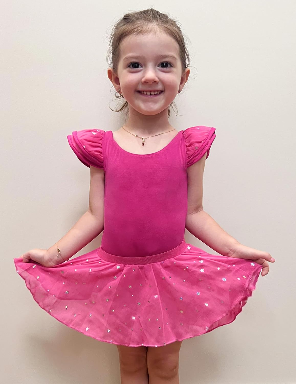 Zaclotre Girls Ballet Leotards with Removable High Low Skirt Toddler Ruffle Sleeve Hollow Back Dance Outfit Combo - Image 9