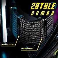 Vista 4 de AsiaHorse Extensión de cable PSU de 18 AWG con funda personalizada Mod GPU PC Audio Video Fuente de alimentación Cables trenzados suaves con kit