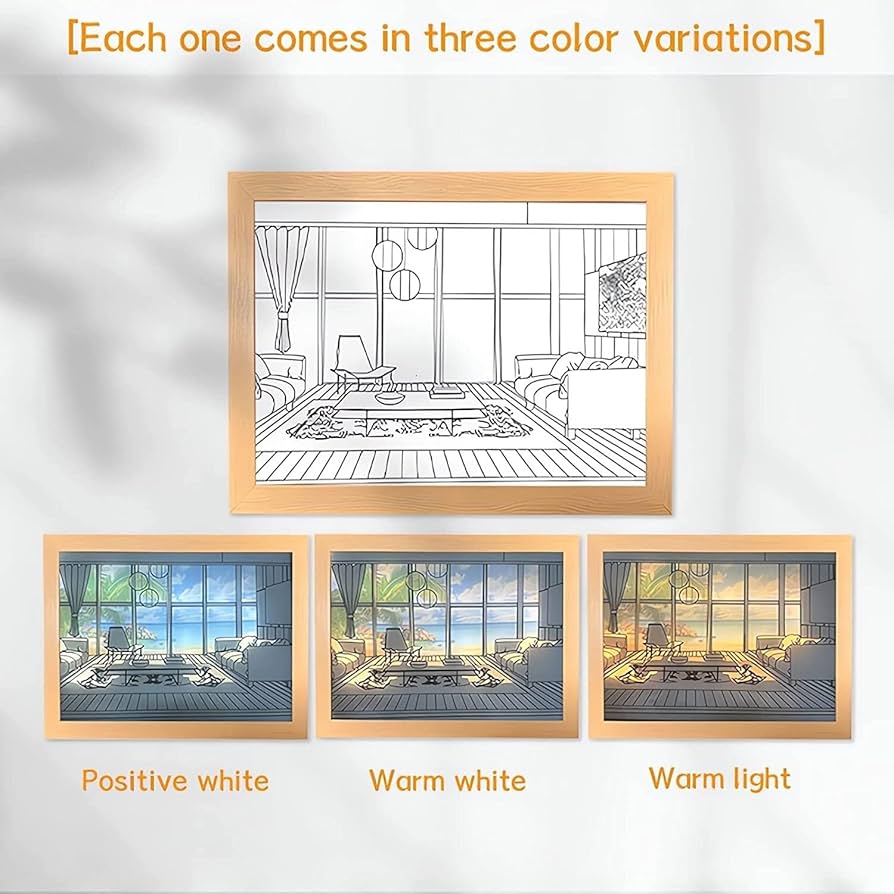 Amazon.co.jp : 照明絵画装飾、LED光るフォトフレーム、光と影のフォト