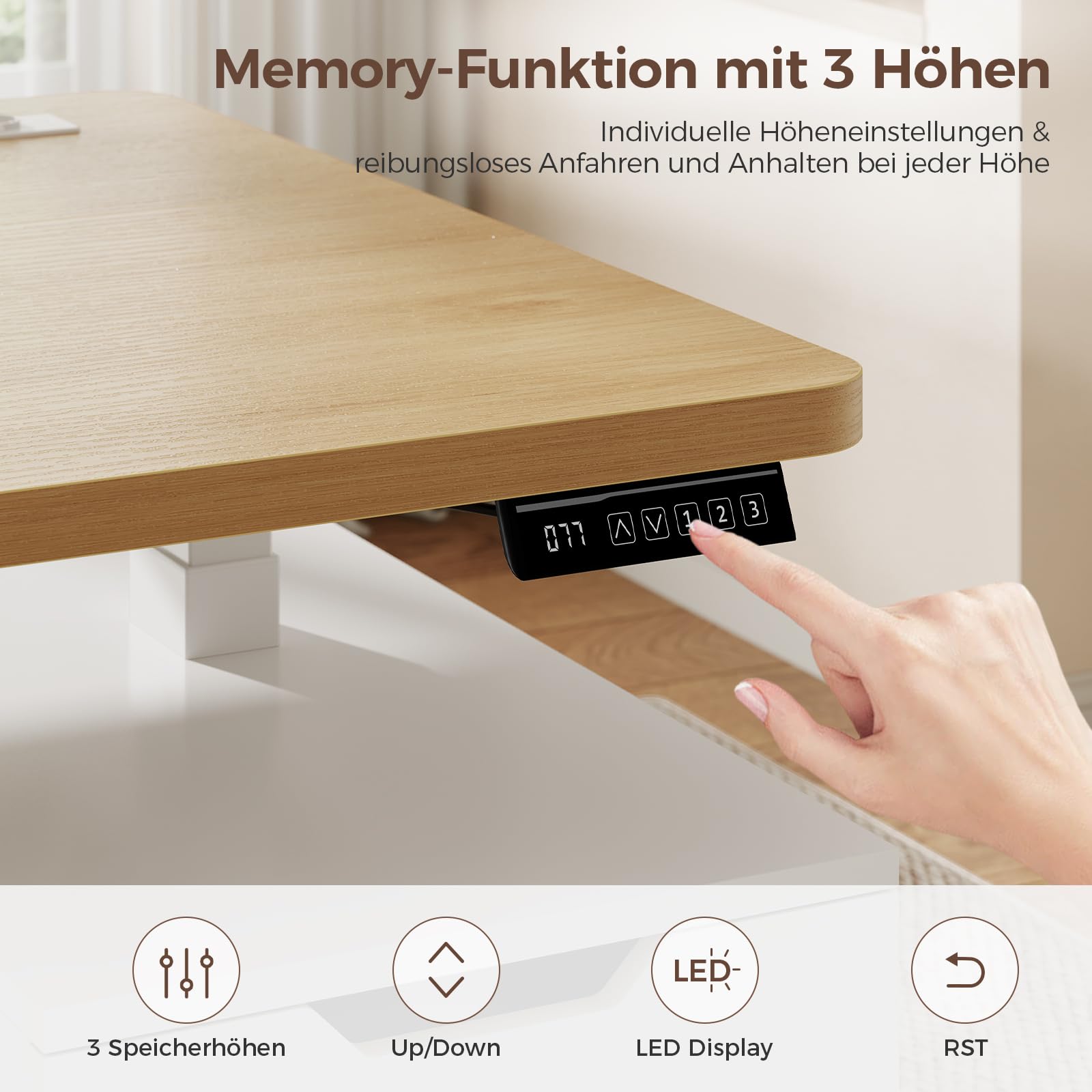 Höhenverstellbarer Schreibtisch ,Schreibtisch 160x70 cm mit 4 Schubladen