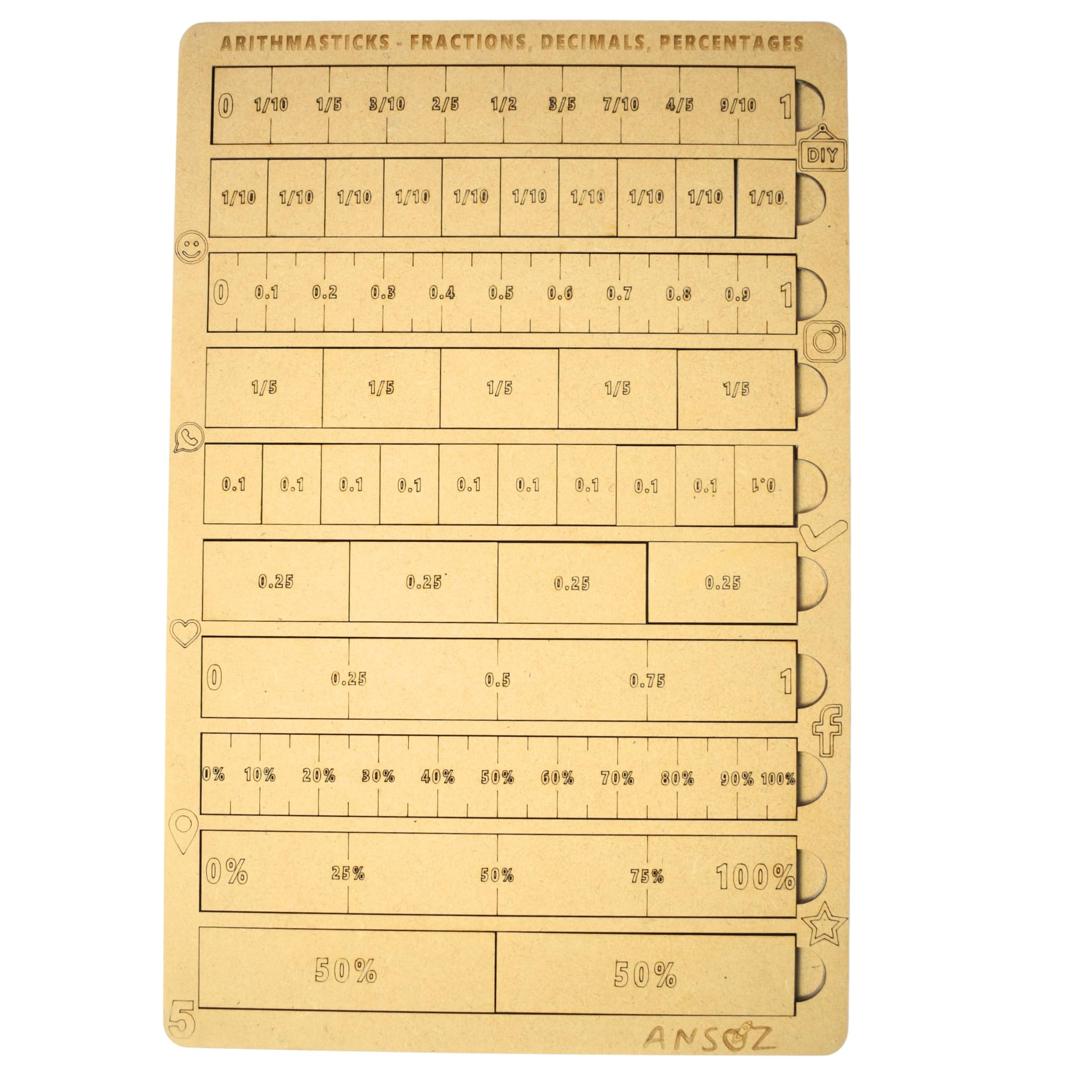 Ansoz Wooden arithmasticks Puzzle Board| Arithmasticks Fractions Decimals & Percentages Wooden Puzzles for Kids,