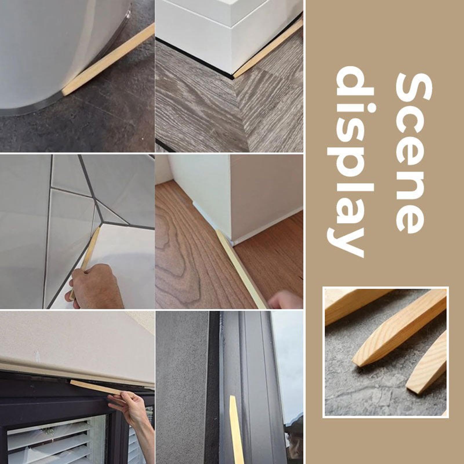 5 X Wooden Caulking Tools, Wooden Silicone Tooling Sticks Caulk Spreader Tool, Smoothing & Finishing Tools, Portable Caulking Smoothing Applicator Sealant