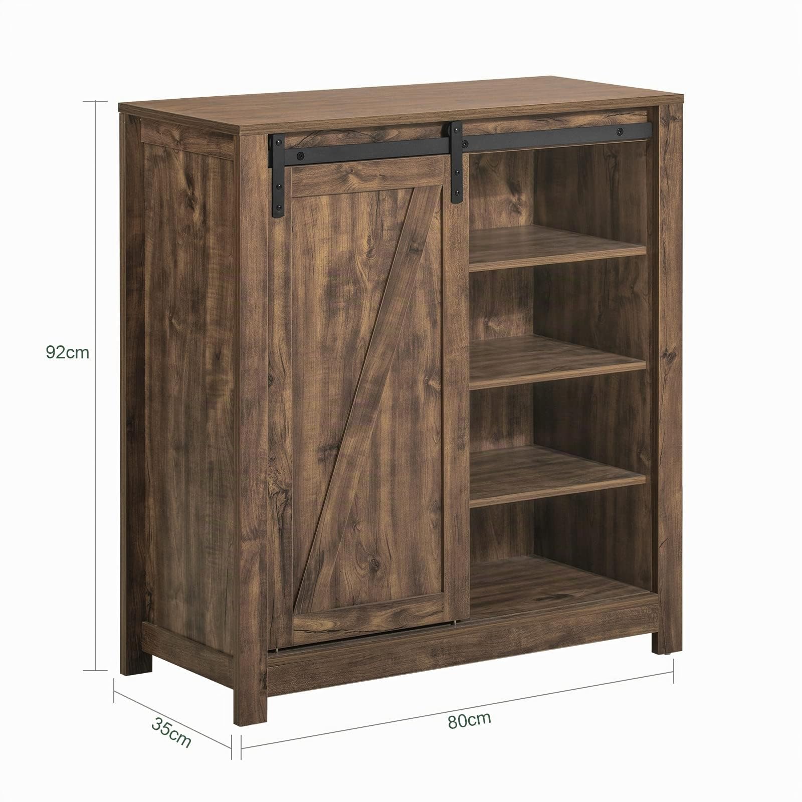 SoBuy Aparador Recibidor con Puerta corrediza de Granero, Compartimento Abierto Armario de Almacenamiento 80 x 92 x 35 cm FSB59-N ES