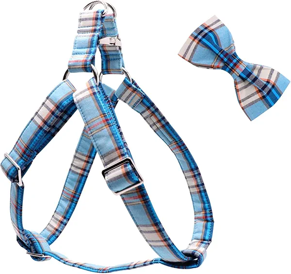 Lionet Paws Dog Harness with Bowtie Cotton No-Pull Adjustable Pet Harness with Metal Buckle for Small Medium Large Dogs